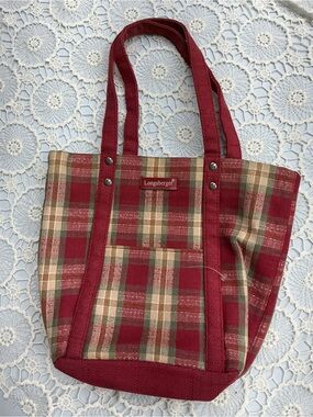 Longaberger Red Plaid Homestead Canvas Tote